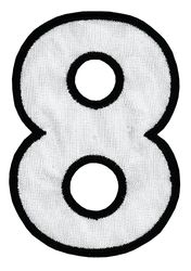 Nažehľovacie vyšívané čísla - osmička biela výška 8 cm